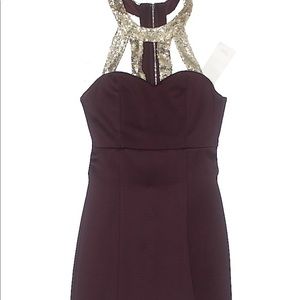 Tobi burgundy gold sequin mini dress xs nwt